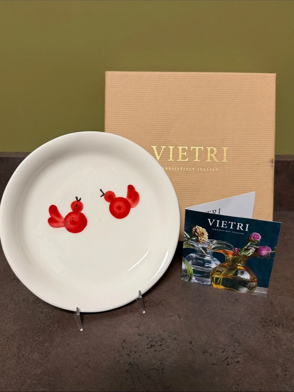 Vietri Red Bird Plate
